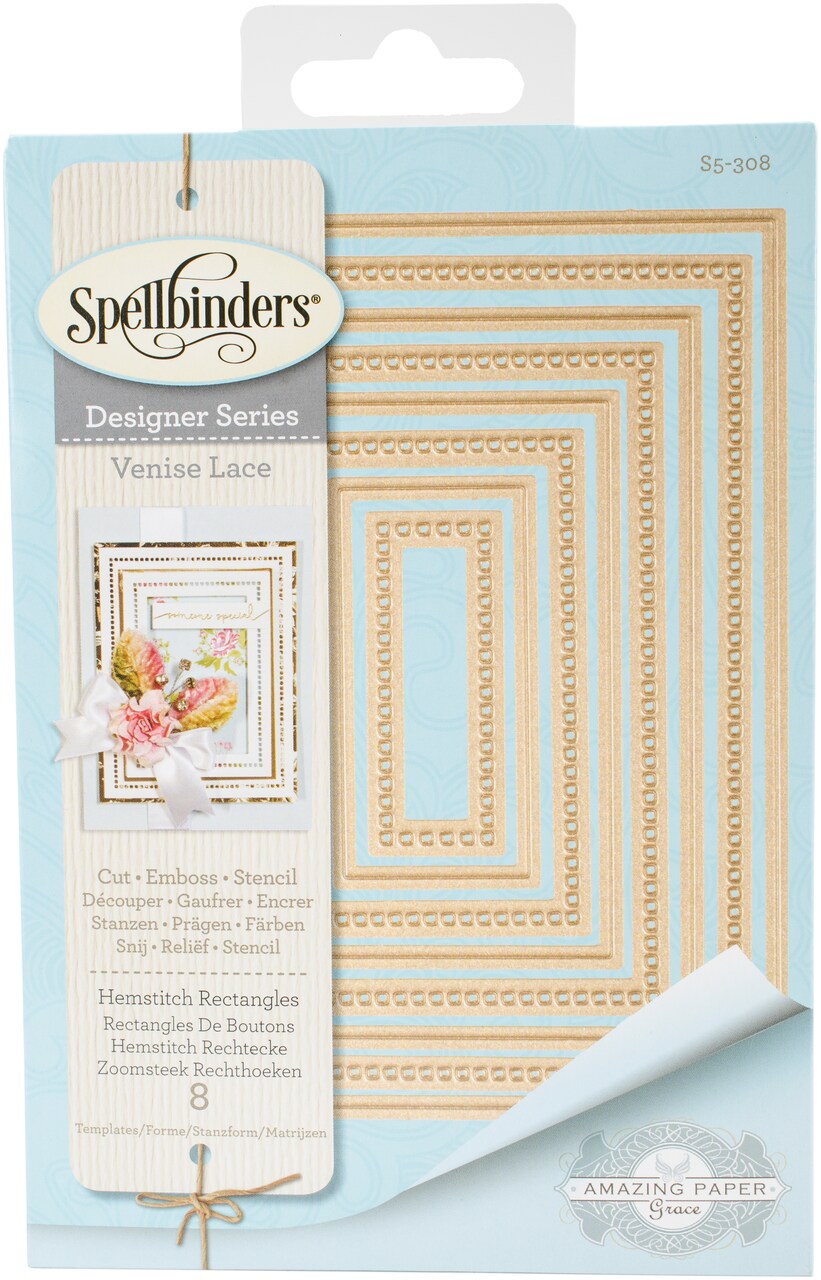 Spellbinders Shapeabilities Dies By Becca Feeken-Venise Lace-Hemstitch Rectangles